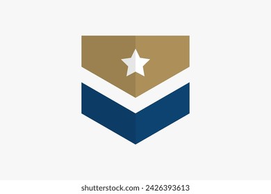 Icono de logotipo negro Army Rank. Símbolo de insignia de insignia militar. Logo Chevron Star and Stripes. Soldado Sargento, Mayor, Oficial, General, Teniente, Coronel Emblem. Ilustración vectorial aislada