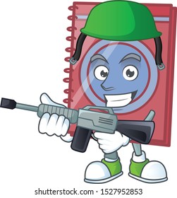 Army red closed book with character mascot