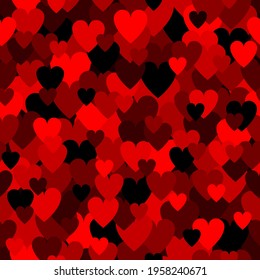 Army red heart pattern. Camouflage Vector texture for Valentines Day