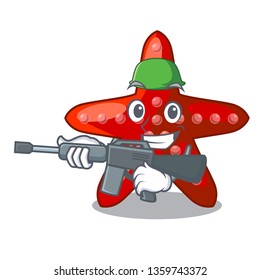 Army red starfish isolated with the character