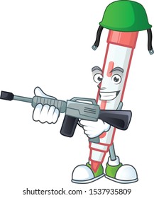 Army red white board marker in cartoon