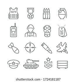 Army Related Icons Thin Vector Icon Stock Vector (Royalty Free ...