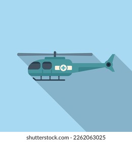 Army rescue helicopter icon flat vector. Air transport. Aerial guard