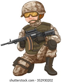 Armee mit Gewehr geladen mit Kugeln Illustration