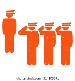 Army rubber seal stamp watermark. Icon vector symbol with grunge design and corrosion texture. Scratched orange ink emblem on a white background.