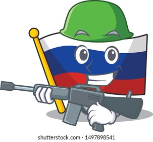 Army russian mascot flag shaped on character