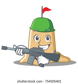 Army sandcastle character cartoon style