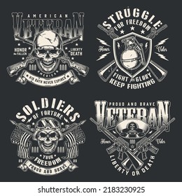 Army Set Monochrome Flyer Vintage Horror Stock Vector (Royalty Free ...