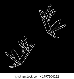 army Set of nife icon on white background, Stock vector. Logo knife. outline icon