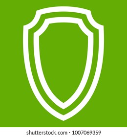Army shield icon white isolated on green background. Vector illustration