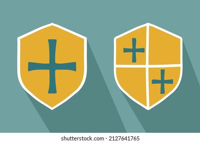 Army shield icons. Flat cartoon illustration army shield vector icons for web.