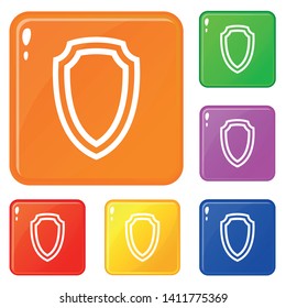 Army shield icons set collection vector 6 color isolated on white background