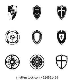 Army shield icons set. Simple illustration of 9 army shield vector icons for web