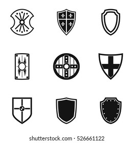 Army shield icons set. Simple illustration of 9 army shield vector icons for web