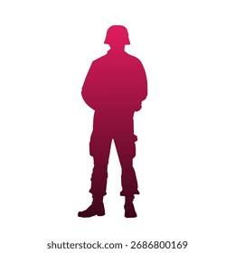 Ilustración vectorial de degradado de silueta del ejército