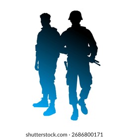 Army Silhouette Gradient Vector Illustration