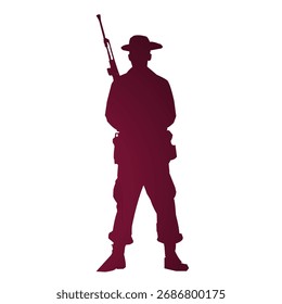 Ilustración vectorial de degradado de silueta del ejército