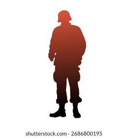 Ilustración vectorial de degradado de silueta del ejército