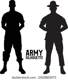 Army Silhouette Vektor mit Hund 