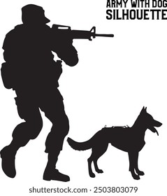 Army Silhouette Vector With Dog 