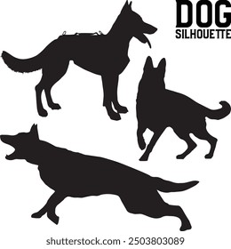 Vector de la silueta del ejército con el perro 
