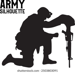 Army Silhouette Vector With Dog 