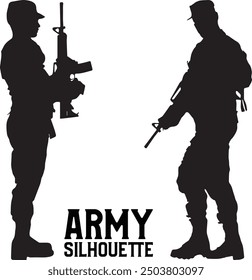 Vector de la silueta del ejército con el perro 