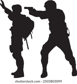 Army Silhouette Vector With Dog 