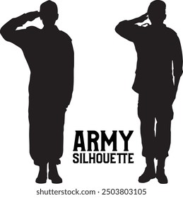 Vector de la silueta del ejército con el perro 