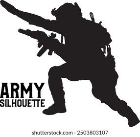 Army Silhouette Vector With Dog 