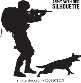 Army Silhouette Vector With Dog 