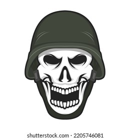 vector de cabeza de cráneo del ejército adecuado para logotipo, tatuaje, pegatina, mascota, camiseta, etc.