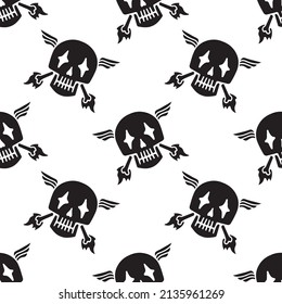 Army skull on white background seamless pattern. Modern vintage, pop art style seamless pattern concept.