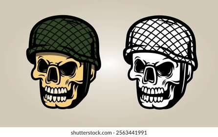 Army skulls wear vector graphics helmets