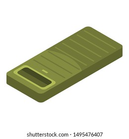Army sleeping bag icon. Isometric of army sleeping bag vector icon for web design isolated on white background