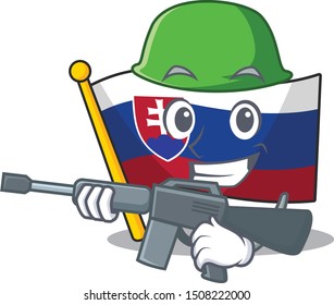 Army slovakia cartoon flag fluttering on pole