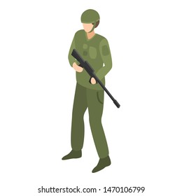 Army sniper man icon. Isometric of army sniper man vector icon for web design isolated on white background