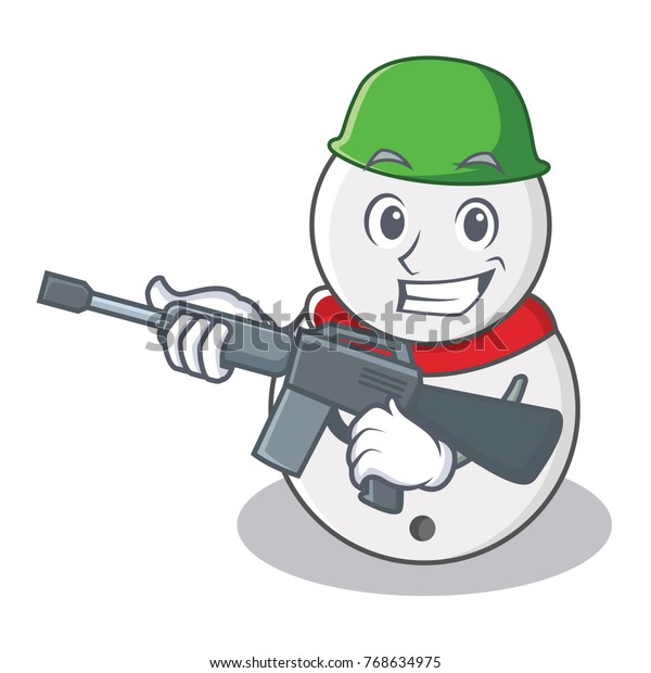 Army Snowman Character Cartoon Style Stock Vector (Royalty Free) 768634975