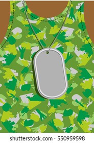 Army Soldier badge on chest. Male torso. Military clothing
