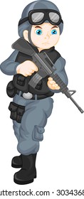 army soldier boy posing with gun