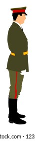 Army soldier ceremony standing vector illustration isolated on white background. (Memorial day, Veteran's day, 4th of july, Independence day).  Soldier saluting in uniform on defile. WW2 member.