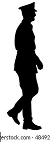 Army soldier ceremony walking vector silhouette isolated on white background. Memorial day, Veterans day, 4th of july, Independence day.  Soldier saluting in uniform on defile. WW2 member.