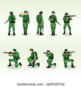 Army Or Soldier Character Vector Collection