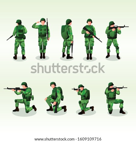 Army or soldier character vector collection