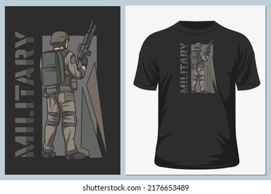 Army or soldier character vector on t shirt