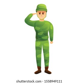 Army soldier icon. Cartoon of army soldier vector icon for web design isolated on white background