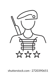 Ícone soldado do exército, ícone da melhor linha do vetor.