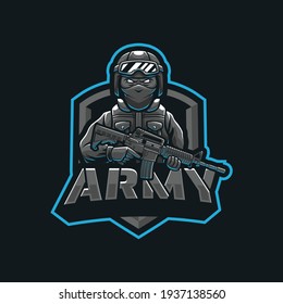 Army Soldier Mascot Logo Design Illustration Stock Vector (Royalty Free ...