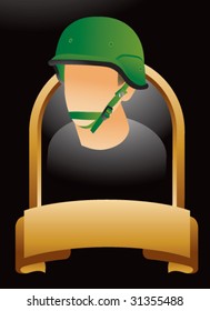 army soldier on gold crest