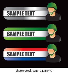 army soldier on specialized banners
